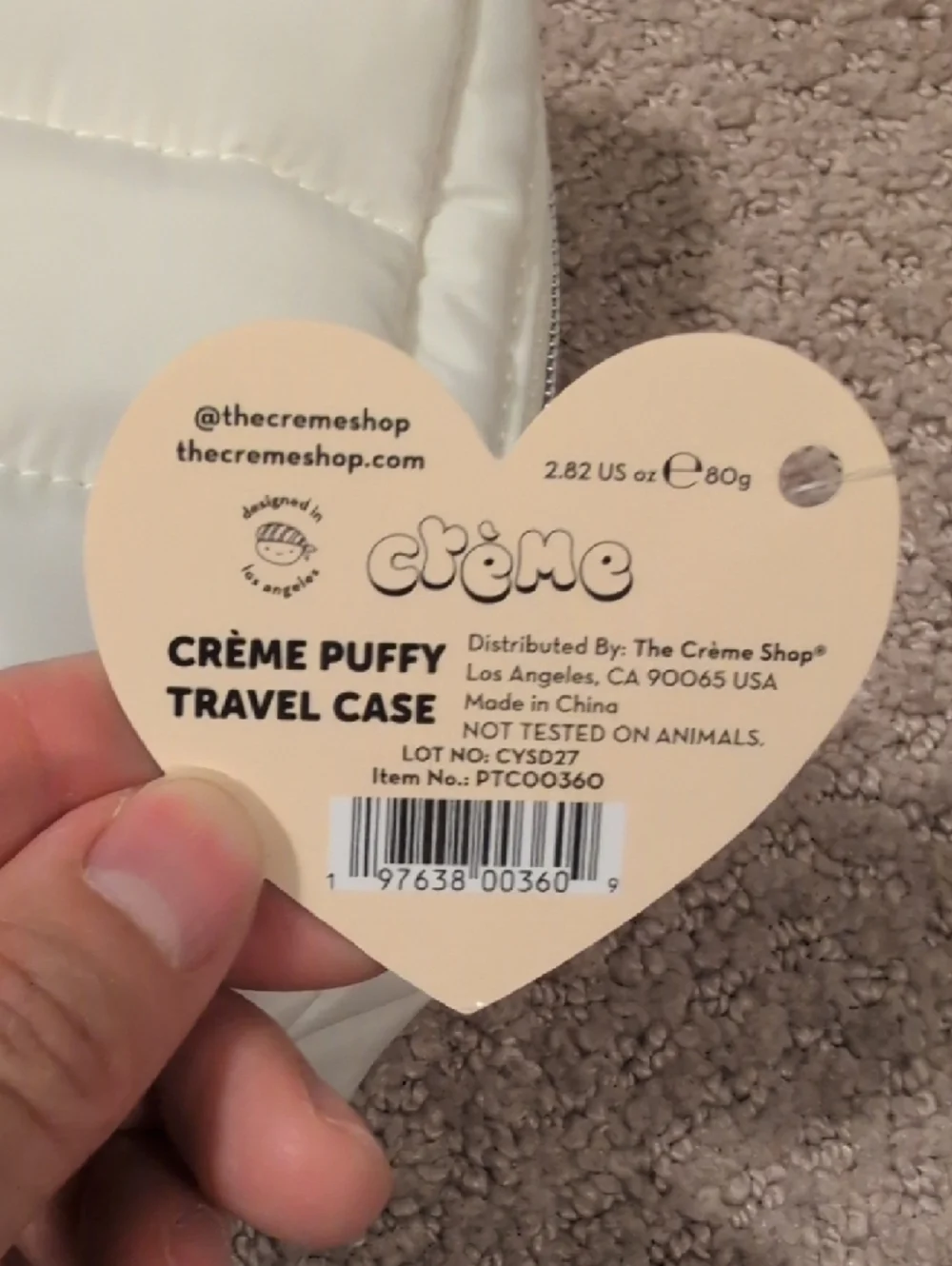 Crème Quilted Cosmetic Pouch — Cream